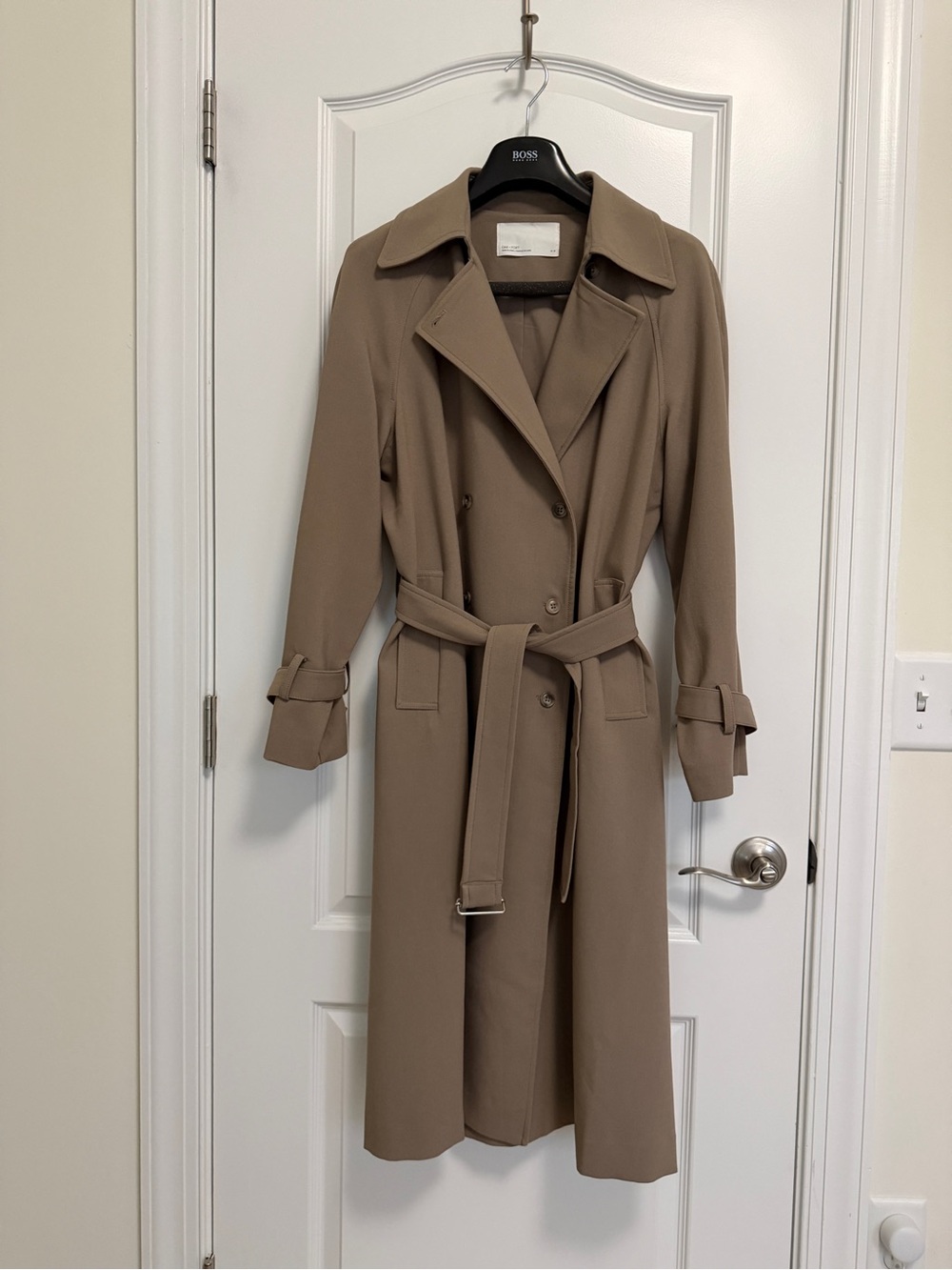 OAK + FORT Oversized Double-Breasted Trench Coat - Dark Taupe (Brindle), XS